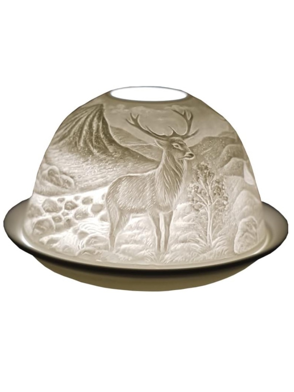 Cello White Porcelain Deer Votive Luminary
